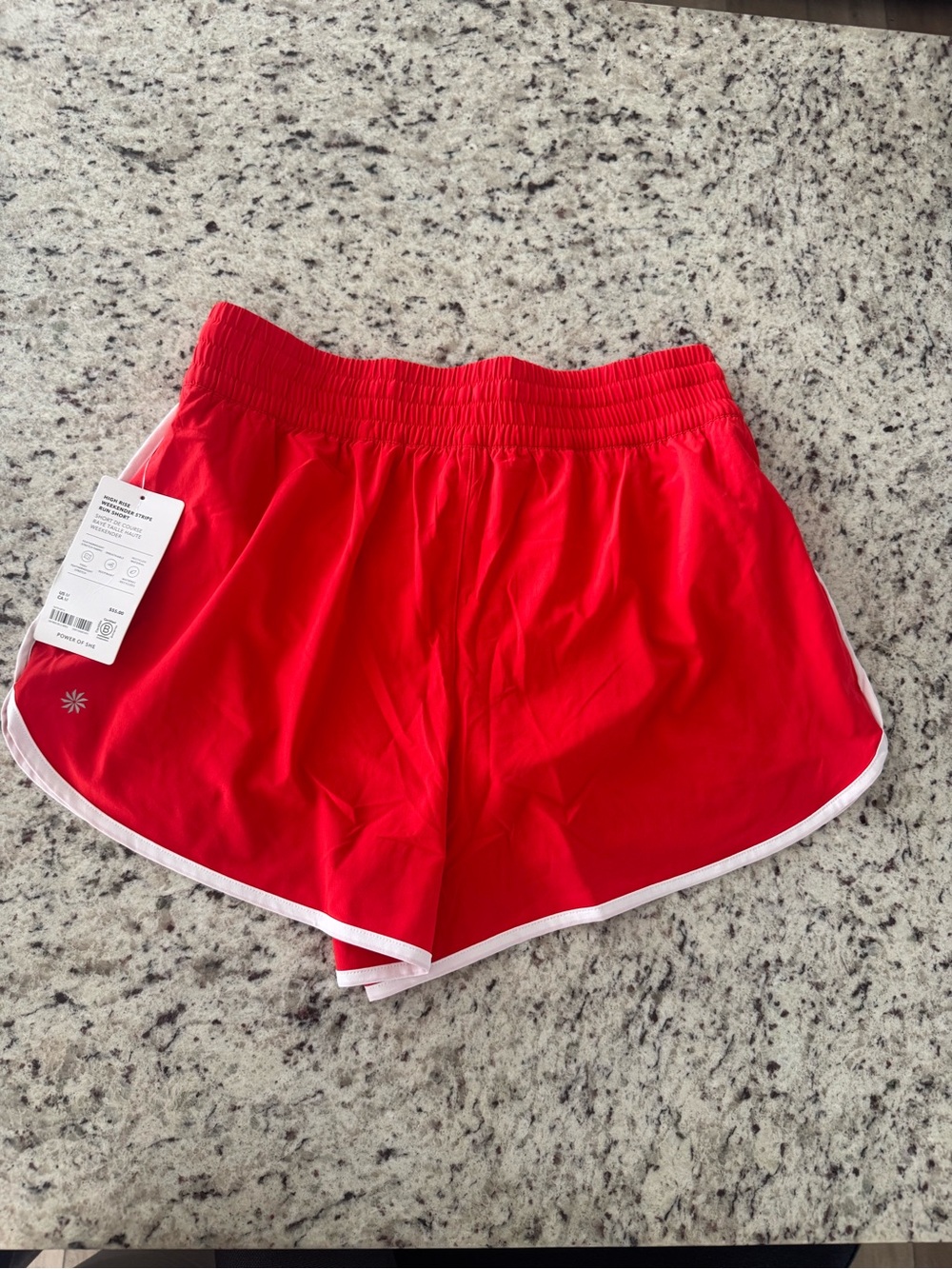 Athleta Red Weekender Athletic Shorts with White Trim High Rise Sz M - Picture 6 of 7